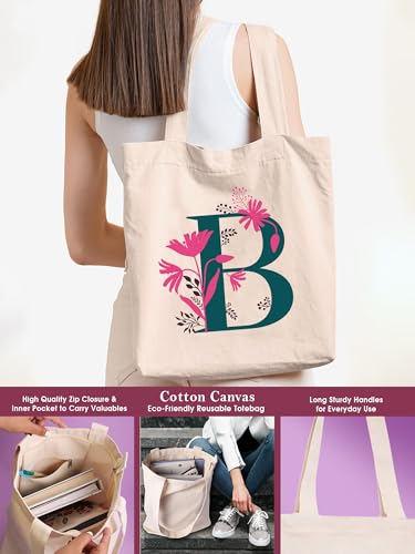 Image of DOODLE Monogram B Diary Gift Set - B6 Soft Bound Ruled Notebook with Tote Bag & Zipper Pouch - Premium Stationery Gift for Women & Girls