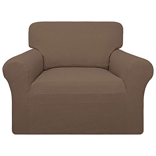 Image of Easy-Going 100% Waterproof Chair Couch Cover, Stretch Jacquard Sofa Cover | Dual Waterproof Sofa Slipcover, Leakproof Furniture Protector for Kids, Pets, Dog and Cat (Loveseat, Brown)