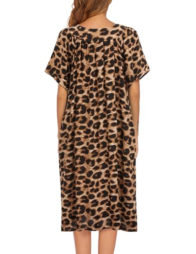 Image of Ekouaer Womens Nightgown Short Sleeve House Dress with Pockets-Floral Print Mumu Dress