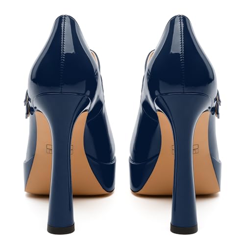 Women's High Heel Platform Pumps - Pointed Toe 2 Back Strap Buckle Dress Shoes for Work, Parties & Daily Wear, Fashion Stiletto Evening Heels4