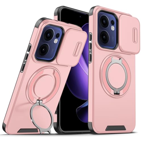 Anlalish携帯ケース 適用する OPPO Reno 13A ケース 持っているカメラ保護 耐衝撃 OPPO Reno13 A スマホカバー リング人 気 オシャレ車載ホルダー 対応 スライド 保護 カード (ローザ)