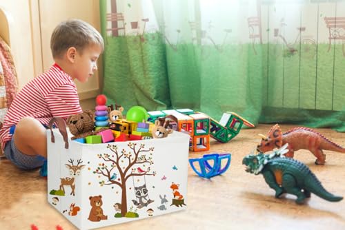 Image of Essme Rectangular Kids Baskets Boys Basket,Animal Storage Bins with Handles for Kids Room Decor, Book Storage Bin(Autumn animals)