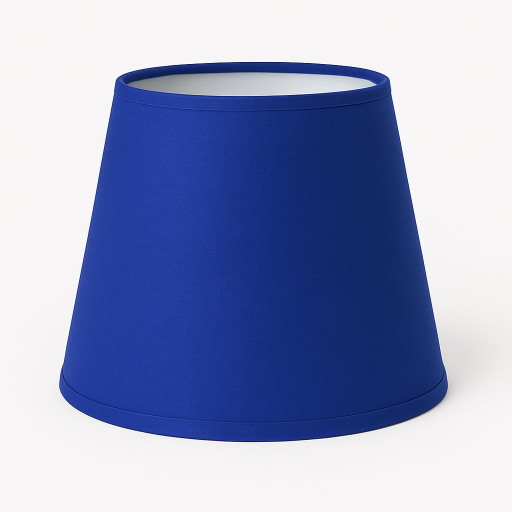 30 cm Lampenschirm, Kegel, Baumwollstoff mit weißer PVC-Rückseite, handgefertigtes Produkt, für Tischlampe, Stehlampe (Blau)