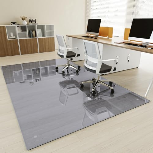 Image of [Tempered Glass] 48 inch x 80 inch Glass Office Chair Mat for Carpet