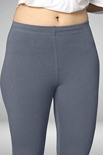 Image of Women's Cotton Skinny Leggings with Ankle Length Solid Pattern Mid Rise and Elastic Closure | Cotton Skinny Leggings for Womens