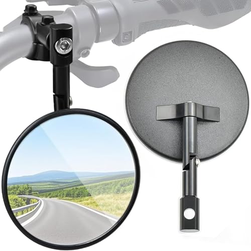 HUOGEE Motorrad Spiegel 2 Stück E24 Geprüft, mit 22mm Spiegelhalterungen – Universelle Lenkerendenspiegel 360° Drehbar, Kompatibel mit MT07, Z750, CB125R, ATV, Scootern & Streetbikes