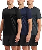 Atmungsaktiv und leicht - Dieses schnelltrocknendes tshirt herren besteht aus High-Tech-Gewebe, das leicht und atmungsaktiv ist und für alle Jahreszeiten geeignet ist. 100% Polyestermaterial absorbiert Feuchtigkeit und trocknet schnell, vermeidet das Gefühl von Feuchtigkeit und Kälte, reguliert die Körpertemperatur und hält trocken. Das Mesh-Zirkulationsdesign verbessert die Luftzirkulation und reduziert Körpergeruchsrückstände, sodass Sie das Training genießen können.