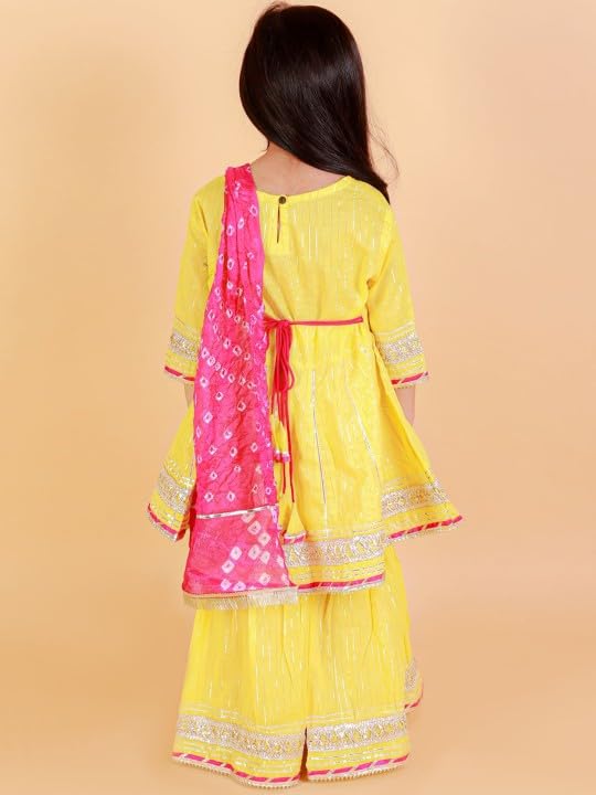 Image of LITTLE GINNIE Girls Kurta Sharara Set | Traditional Ethnic Wear for Kids