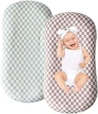 Little Jump Cotton Baby Lounger Covers, 2 Pack, Soft Removable Slipcovers for Newborn Infant Lounger, for Girls Boys, Coffee Checkered (Coffee & Green Checkered)