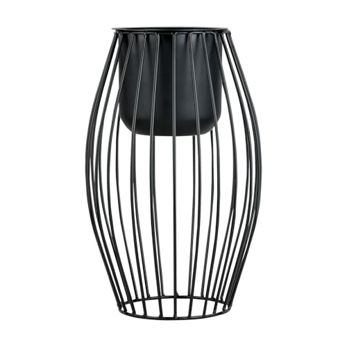 Image of Black Decorative Wire Planter Pot with Stand Indoor Outdoor Plant Stand with Planter Pot Home & Decor