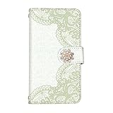 スマ通 AQUOS sense8 (SH-54D SHG11) 対応 ケース 手帳型 携帯カバー カード入れ (キラキラパール)ツイード デコ パステル スタンド付き ストラップ穴 アクオス センスエイト用 (E-グリーン) vc-043-deco