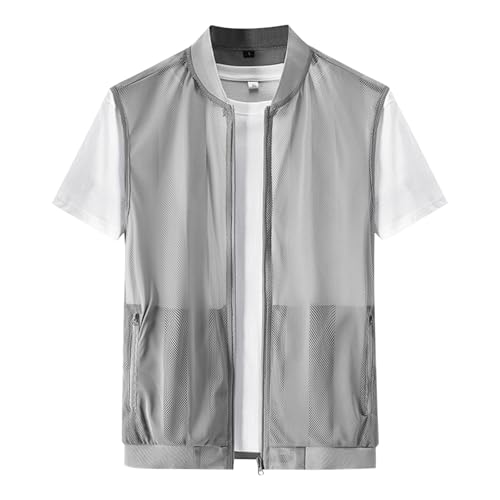 Men's Summer Casual Lightweight Breathable Mesh Vest Cycling Zip Utility Fishing Safari Travel Vests with Pockets
