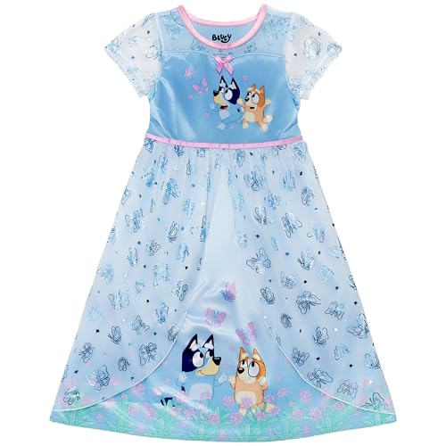 Bluey Girls Bluey Dress Nightgown Fantasy Gown Soft & Cute Pajamas for Kids