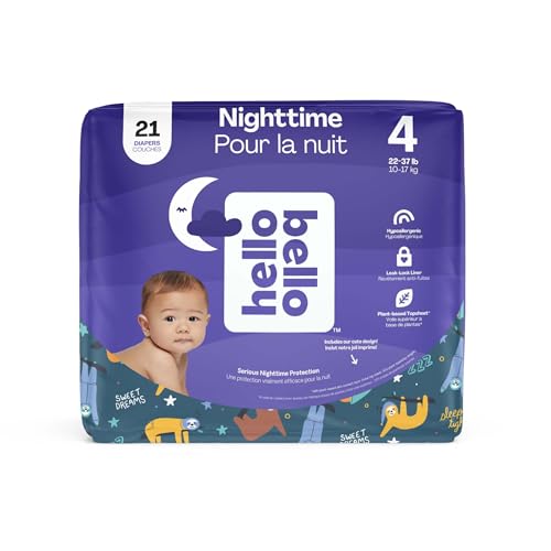 Hello Bello Premium Overnight Baby Diapers Size 4 21 Count Unisex Ultra Absorbent and Soft Disposable Diapers for Babies and Toddlers