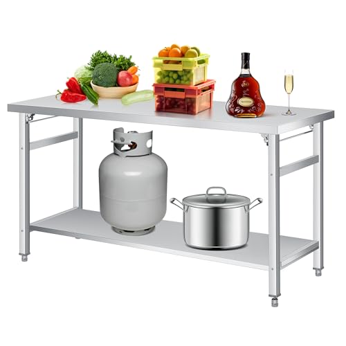 GAOMON 60 Stainless Steel Worktable with Undershelf