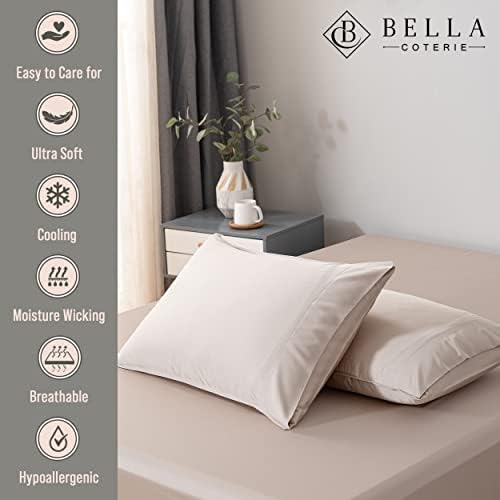 Bella Coterie | Luxury Bamboo Viscose King Size Pillowcase Set | 100% Organically Grown | Ultra Soft | Cooling | 2 Pcs [Dune]