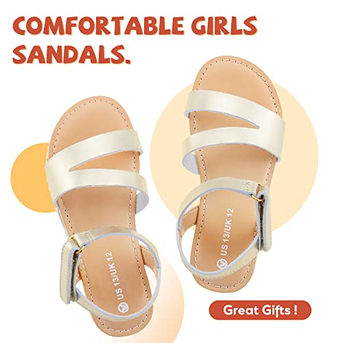 Fibure Girls Sandals Open Toe  Strappy Summer Shoes Dress Sandals For Girls Silver Size 2 #TOP3