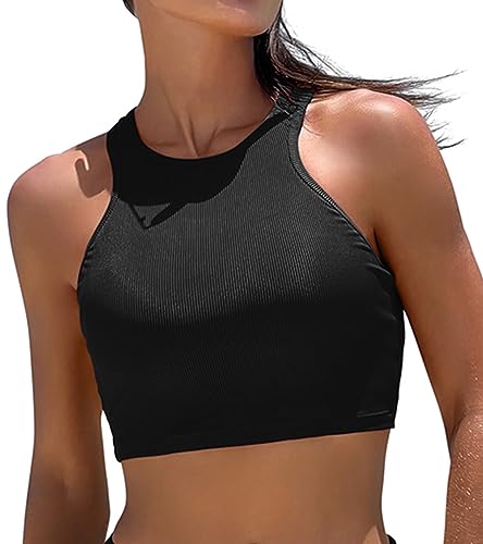 DOBREVA Women's Bikini Top High Neck Swimsuit...