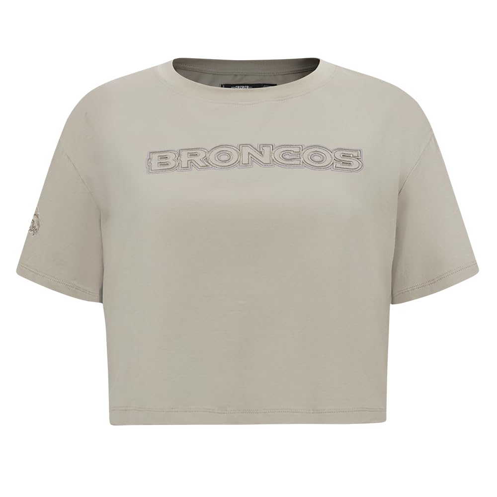 Pro Standard Women's NFL Denver Broncos Neutral Short Sleeve Boxy Tee NEUTRAL-3101-F-CSJ, Taupe, L