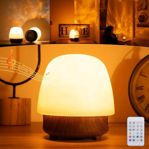 Lampe Lumie, Lampe champignon, lampes de chevet à LED 16 couleurs Projecteur Vagues avec enceinte Bluetooth et télécommande, lampe ambiance, pour la...