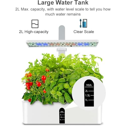 Système de culture hydroponique avec lumière de culture à spectre complet, kit de jardin d'intérieur pour herbes et légumes, parfait pour la cuisine et les cadeaux