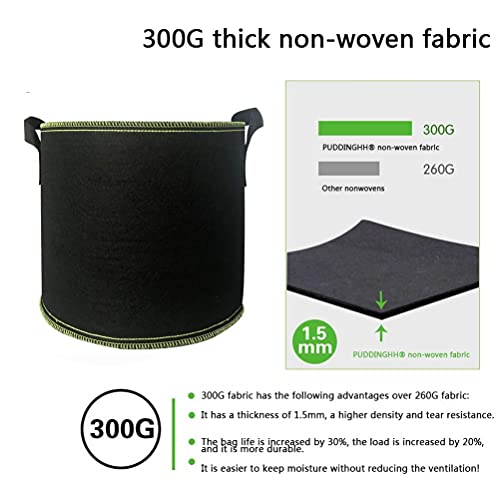 LATERN 6 Pack 5 Gallons Plant Growing Bags, Nonwoven Fabric Breathable Grow Bags Heavy Duty Thickened Root Aeration Garden Pots Container with Straps Handles, for Flowers Vegetables