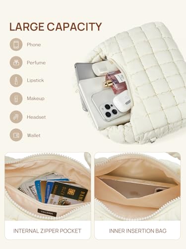 Image of Telena Puffer Tote Bag for Women Lightweight Puffy Tote Bags Small Quilted Crossbody Shoulder Handbag with Detachable Strap