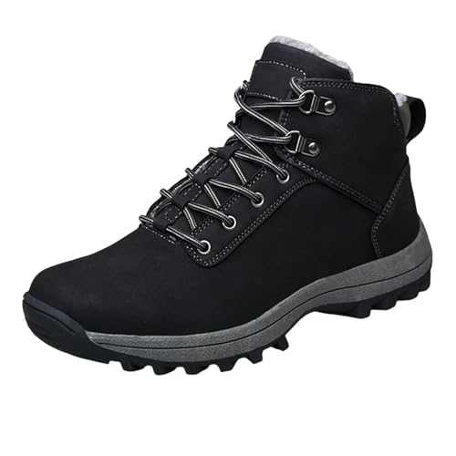 Generisch Zapatos de hombre Botas de invierno Botas de nieve cálidas Botas de nieve para todo clima Zapatos cómodos e impermeables para hombre Negro, Negro , 44 EU