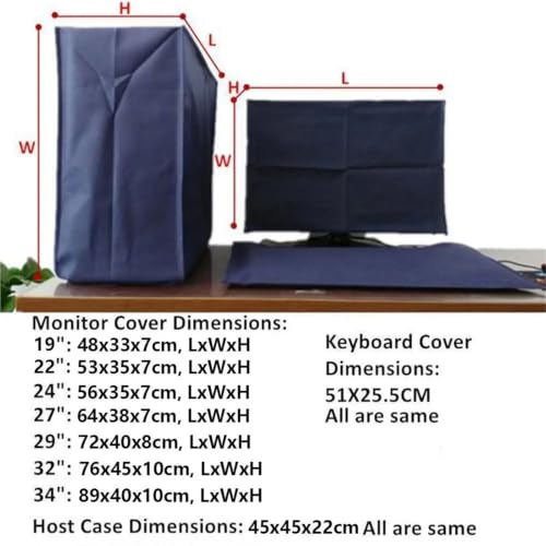 Cubierta antipolvo para ordenador de 22 pulgadas en tejido azul transpirable para pantalla LCD 2