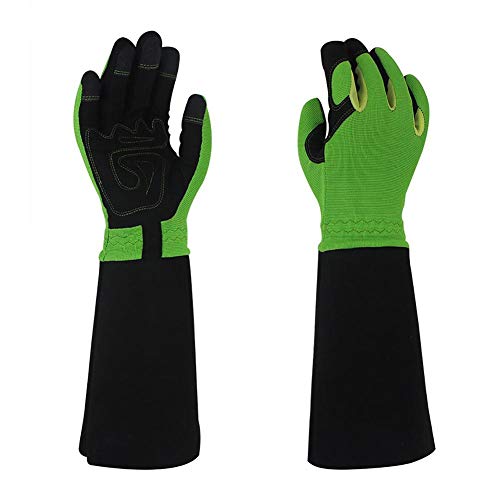 Preisvergleich Produktbild Baihua Gartenhandschuhe Arbeitshandschuhe für Herren und Damen, Gartenhandschuhe Rosen-Gartenhandschuhe, Leder-Gartenhandschuhe für Rasenarbeit, schützende Beschichtung, Gartenarbeit (rot, grün), grün