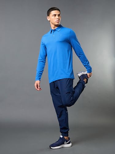 Image of TECHNOSPORT Mens Slim Fit Solid Full Sleeve Cotflex Polo T-Shirt for Regular and Casual Uses