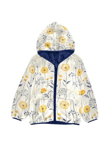 Farmhouse Dandelions Flower Girls Fleece Jacket Girls Fall Jacket Boys Coats Zip Up Hoodie Children Outerwear 2-10T