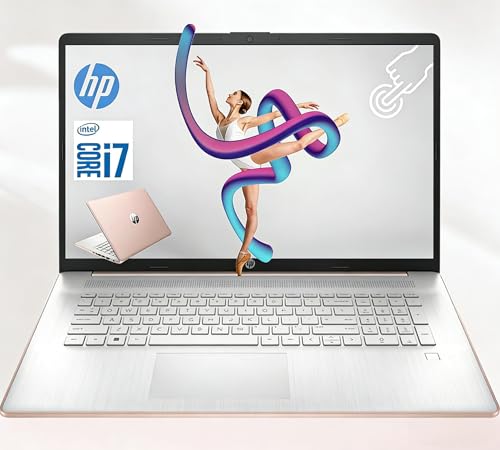 Image of HP 17.3 Inch Touchscreen Laptop with Backlit Keyboard, Intel 13th Core i7-1355U, 64GB RAM, 2TB SSD, Wi-Fi 6, 15Hrs Battery, Rose Gold, Windows 11