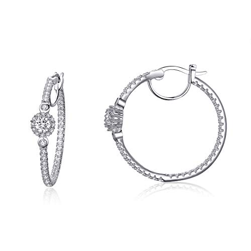 BISAER Gold Hoop Earrings for Women Large 14K White Gold Plated Huggie Earrings Cubic Zirconia Huggie Hoop Earring Cartilage Piercing Earrings Ear Cuff for Women