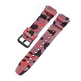 DSGVFNE Banda de reloj 18 mm AQ-S810W AE-1000W AE-1200/1300 SGW-300 Strap Men Camuflage Silicona Accesorios pulsera muñeca goma adecuada for Casio(Red black)