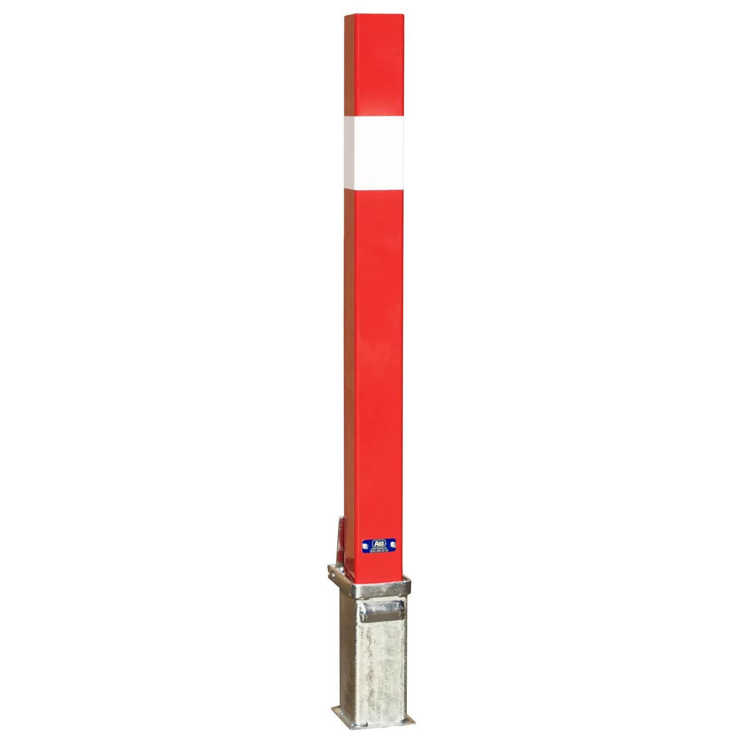PAL | Bolardo desmontable de hierro. Bolardo extraíble roja y blanca con cerradura y llave universal (1- Bolardo)