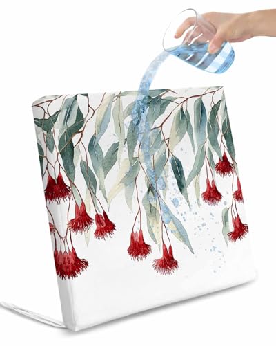 2 Pack Red Floral Leaves Waterproof Cushion Covers with Ties, Outdoor Patio Chaise Lounge Chair Seat Cushion Slip Covers Replacement(Only Cover) Pastoral Rustic Botanical Flowers 20