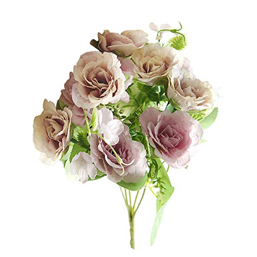 Whiie891203 Artificial Fake Plants, Artificial flower Stage Arrangements Wedding Bouquets Decorations Floral Table Centerpieces for Home Kitchen Garden Party Grave DIY Decor Purple