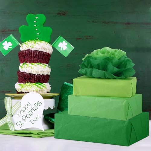 Image of NEBURORA Assorted Green Tissue Paper Set 60 Sheets Gift Wrap Paper Tissue Art Paper 3 Colors for Saint Patrick's Day DIY Arts and Crafts Birthday Easter Wedding Holiday Party Decoration