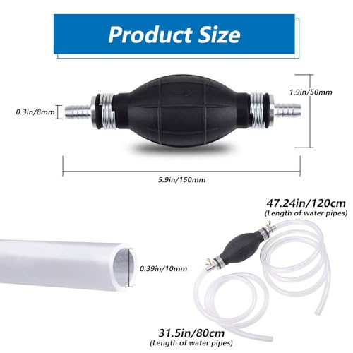 Funalix Manuelle Siphon Pumpe,Multifunktions Flüssigkeitssauger,Mit Messingverbindungen 2M Rnglebigen PVC Sahlauch Schlauchklemme,Absaugpumpe für Auto, Boot, Motorrad und Benzin