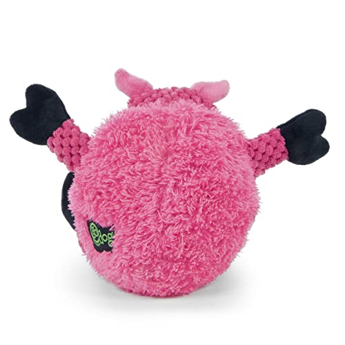 Image of goDog Checkers Sitting Pig Squeaky Plush Dog Toy, Chew Guard Technology - Pink, Small
