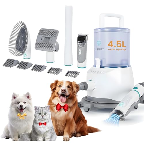 Cntury Dog Grooming Vacuum for Shedding, 5-in-1 Pet Grooming Kit with Dog Clippers for Grooming,...