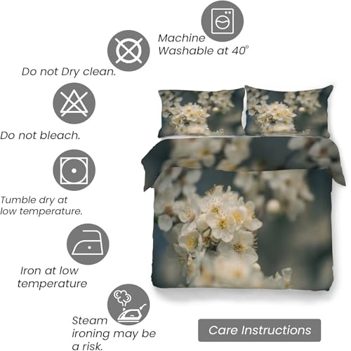 Parure de lit fleur de pêche avec housse de couette 220x240 cm en microfibre douce - 7