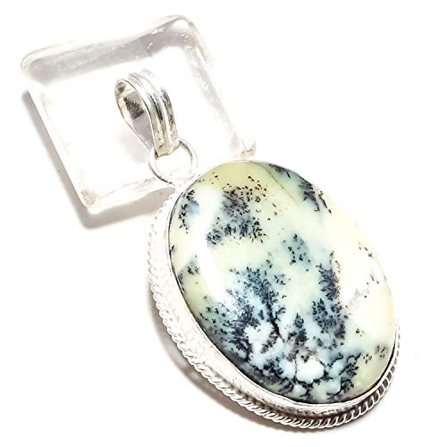 Pendentif opale dendritique argent 925 fait main cabochon unique