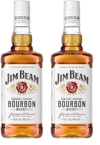 Jim Beam Kentucky Straight Bourbon Whiskey, Bourbon Distillato A Bassa Temperatura Da Un Mix Di Cerali, 4 Anni Di Invecchiamento, 700 ml (Confezione da 2)