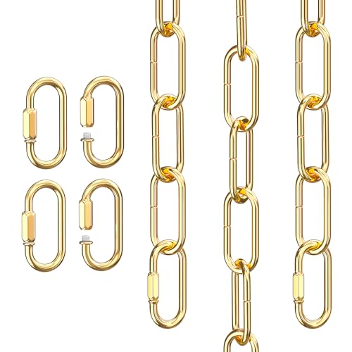 Image of garini 2P 3 Feet Gold Light Fixture Chain, Metal Pendant Chandelier Chain, with 2 Peice Detachable Link
