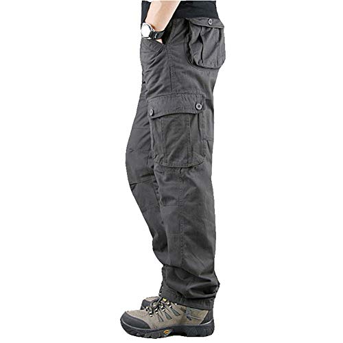 Lilychan Men's Lightweight Cargo Trouser Hiking Pants Army Combat Work Pants Casual Pants with 6 Pocket (32, Grey)