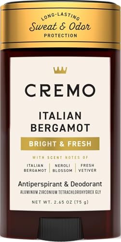 Cremo Italian Bergamot Antiperspirant & Deodorant for Men, 48-hour Sweat and Odor Protection, 2.65oz