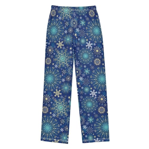 Beautiful Snowflake Boys Long Pants Soft Trousers Elastic Waist Kids Lounge Bottoms with Pockets S-XL
