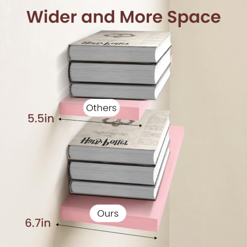 Image of BAYKA Pink Floating Shelves 22.5in, Set of 3, Wall Mounted for Wall Decor